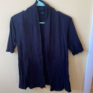 Black open front shirt